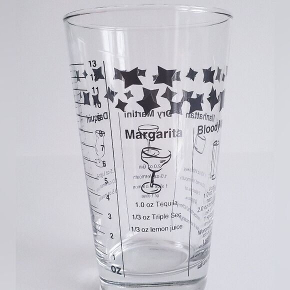 VINTAGE Federal Cocktail Drink Recipe Glass with 5 Recipes Black Print - 6” Tall - Picture 7 of 11